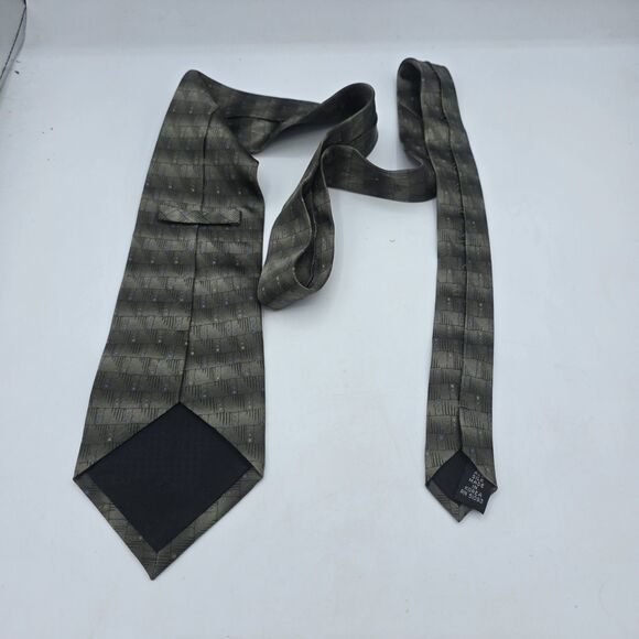 Mens Necktie Formal Suit 57"Lx4" Black Brown Striped Tie Vintage - Picture 3 of 6